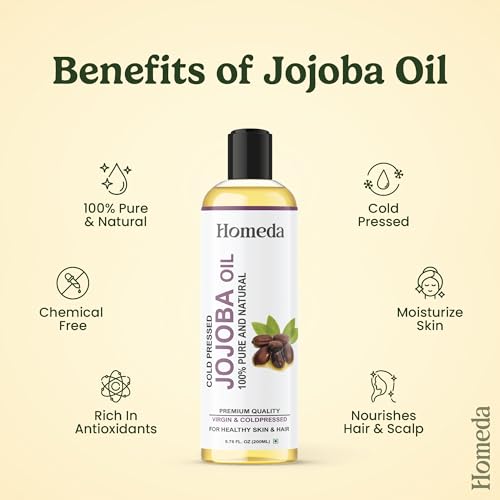 Homeda Cold Pressed Jojoba Oil for Hair Growth, Face Glow, Skin (200 ml) 100% Pure, Organic, Virgin & Unrefined - Image 3