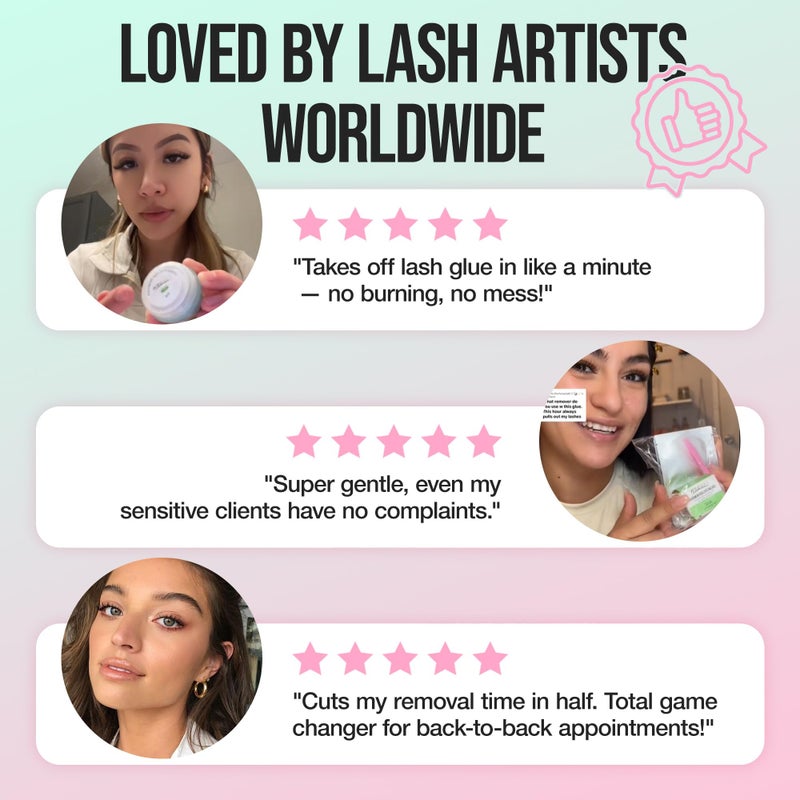 LASHVIEW Eyelash Extension Remover Cream Gentle Aloe Vera Formula, Lash Removal Kit with Eye Patches & Cotton Swabs(10g) - Image 5