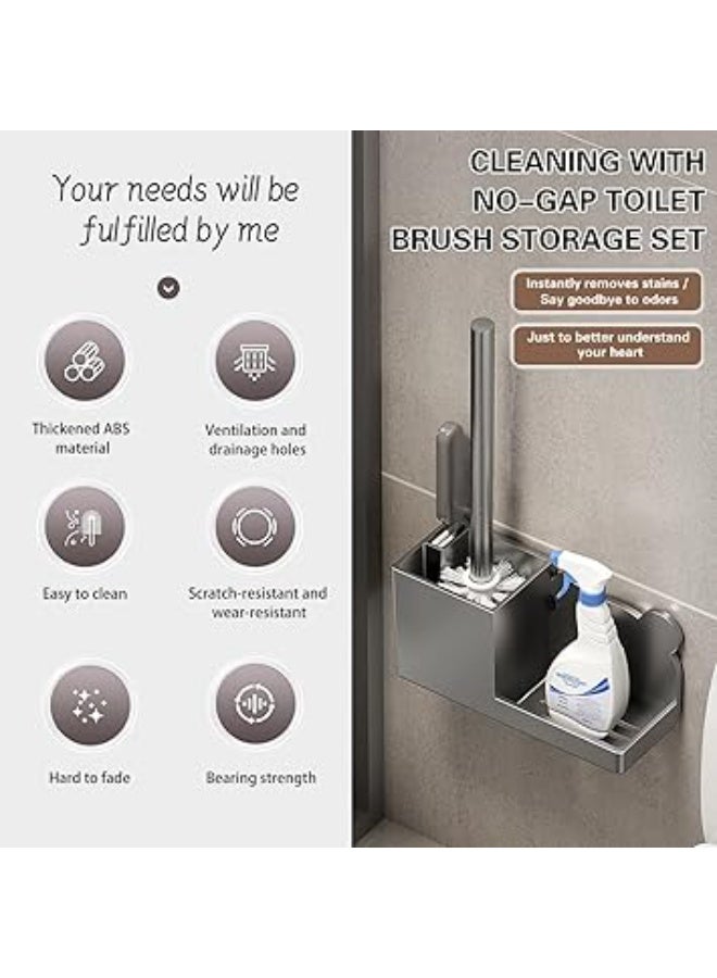 Arabest Toilet Bowl Brush Holder Set, Plastic Wall-mounted Toilet Brush, Suit With Ventilation Frame, Brush For Cleaning Dead Corners, Convenient Storage Rack - Image 3