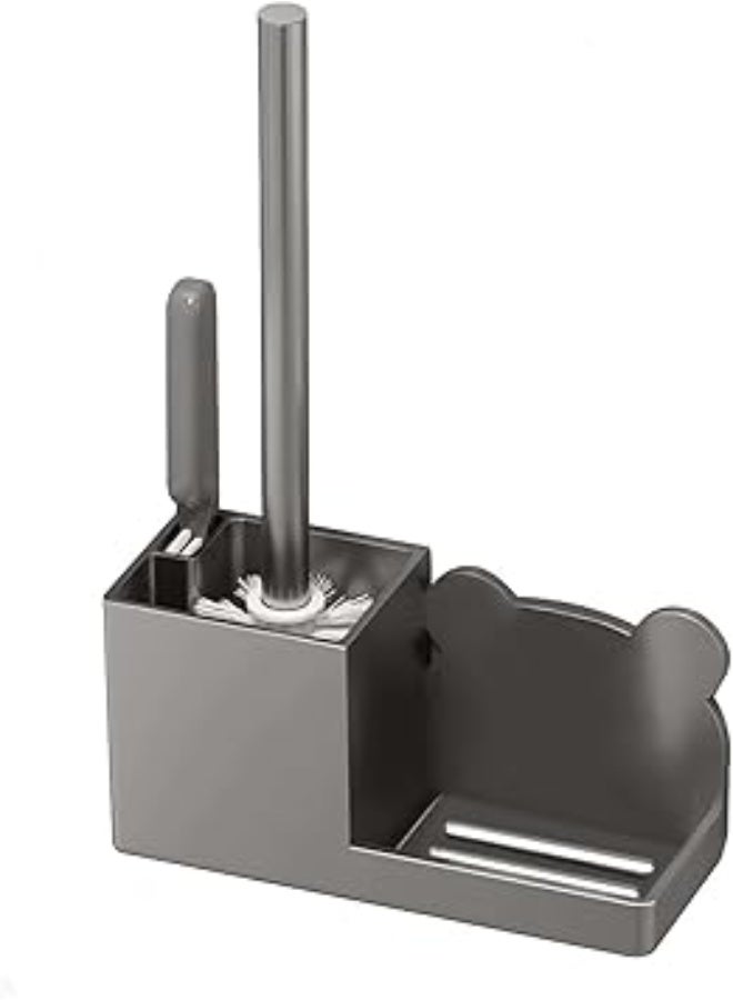 Arabest Toilet Bowl Brush Holder Set, Plastic Wall-mounted Toilet Brush, Suit With Ventilation Frame, Brush For Cleaning Dead Corners, Convenient Storage Rack - Image 1
