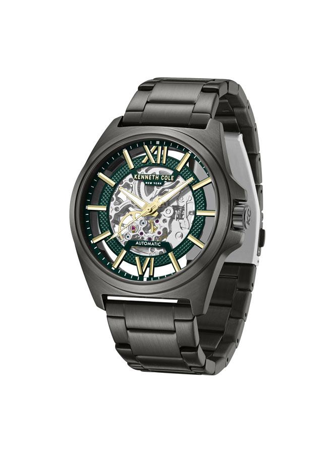 Kenneth Cole New York Pelham BayMen's 44mm Automatic Watch with Green Dial & Gunmetal Stainless Steel Bracelet  - Image 4
