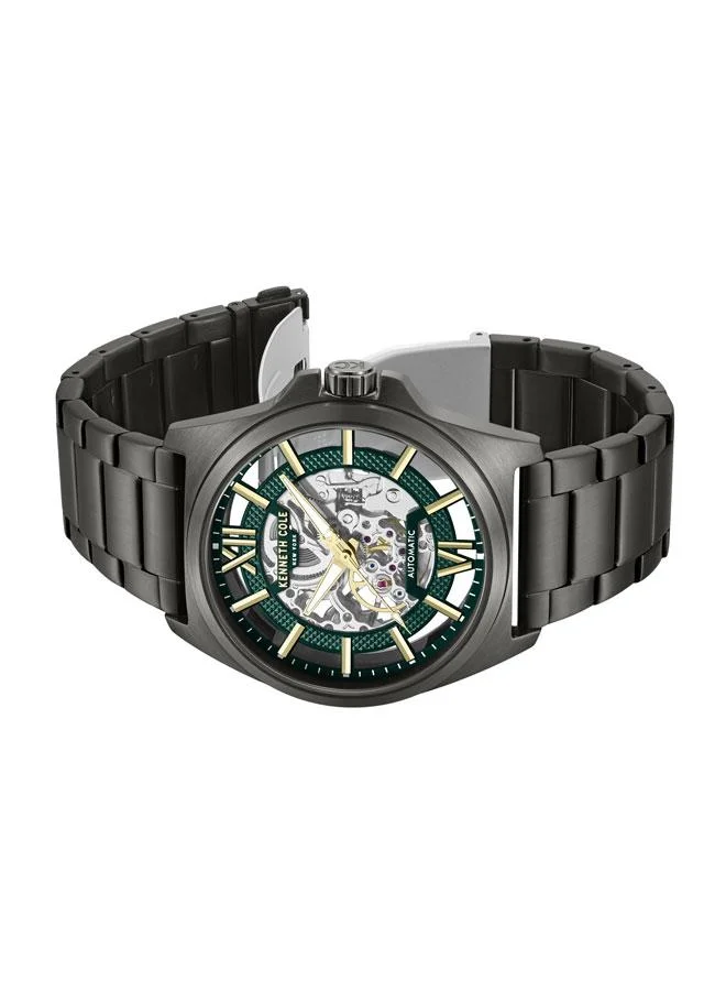 Kenneth Cole New York Pelham BayMen's 44mm Automatic Watch with Green Dial & Gunmetal Stainless Steel Bracelet
