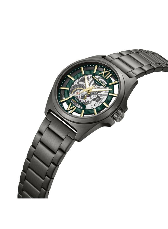 Kenneth Cole New York Pelham BayMen's 44mm Automatic Watch with Green Dial & Gunmetal Stainless Steel Bracelet  - Image 3