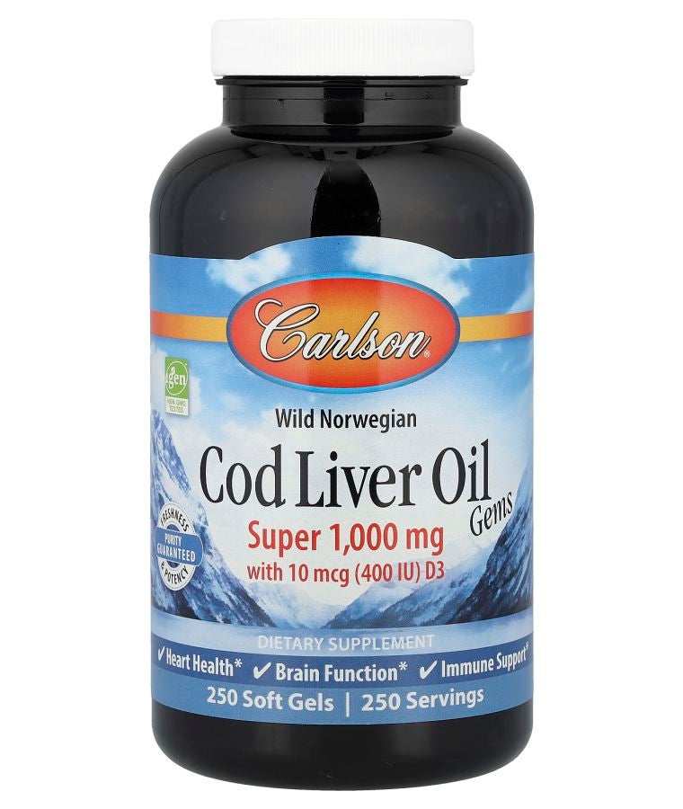 Wild Norwegian Cod Liver Oil Gems 250 Soft Gels
