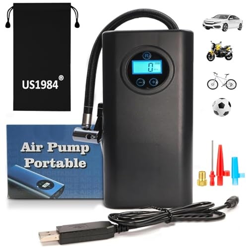 US1984 Cordless Tyre Inflator for Cars & Bikes, Rechargeable, Digital Tire Pressure, Auto Shut Off, Smart and Portable Air Compressor, Up to 150 Psi Air Pump for Car Tire, Cycle, Balls, Inflatables - Image 1
