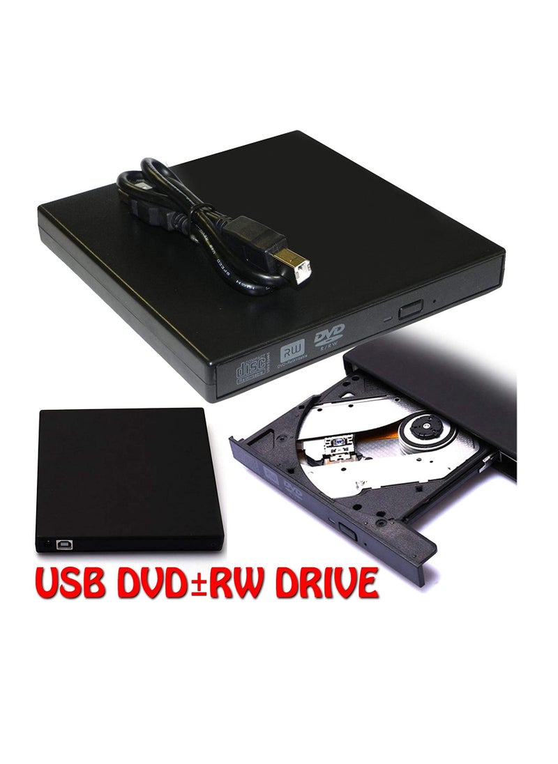 أذر مانيوفاكتشرر - مشغل دي في دي خارجي USB 2.0 رفيع محمول CD-RW مشغل ناسخ ناسخ DVD-RW لأجهزة الكمبيوتر المحمول والكمبيوتر المحمول والكمبيوتر المكتبي باللون الأسود - Image 1