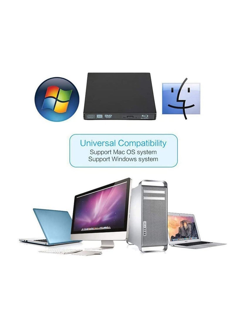 أذر مانيوفاكتشرر - مشغل دي في دي خارجي USB 2.0 رفيع محمول CD-RW مشغل ناسخ ناسخ DVD-RW لأجهزة الكمبيوتر المحمول والكمبيوتر المحمول والكمبيوتر المكتبي باللون الأسود - Image 1