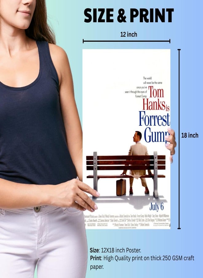 GRAY WALL - Forrest Gump Poster Tom Hanks Movie Wall Art 12x18 Inch Print on 300 GSM Paper Classic Hollywood Film Poster for Room Decor Wall Decorate Decoration Office & Home Decor Hotel Restraunt - Image 4