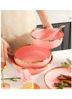 OLUDENIZ Elegant Marble Gold Rim 18-Piece Dinnerware Set for 3-4 People - Premium Porcelain Set  - Image 4