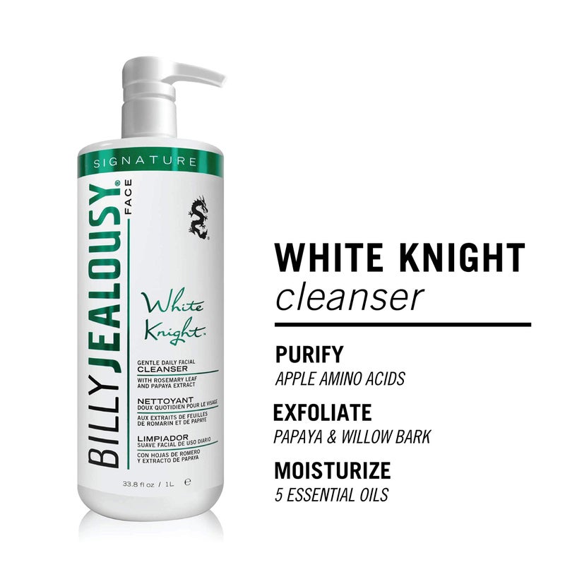 Billy Jealousy White Knight Gentle Daily Facial Cleanser with Non-Abrasive Exfoliators Ideal for All Skin Types, Men's Face Wash Formulated with Apple Amino Acids & Papaya Extract, 8 Fl Oz - Image 4