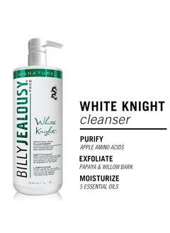 Billy Jealousy Billy Jealousy White Knight Gentle Daily Facial Cleanser with Non-Abrasive Exfoliators Ideal for All Skin Types, Men's Face Wash Formulated with Apple Amino Acids & Papaya Extract  - Image 3