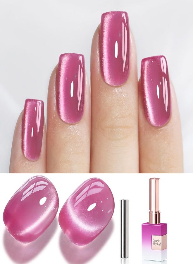 Double Rhythm 0.5 Oz Cat Eye Gel Polish with Magnet Same Color Same Bottle Holographic Glitter Shimmer Translucent Color Salon 15 ML Magnetic Nail Art (Purple Pink-MC1169) - Image 1