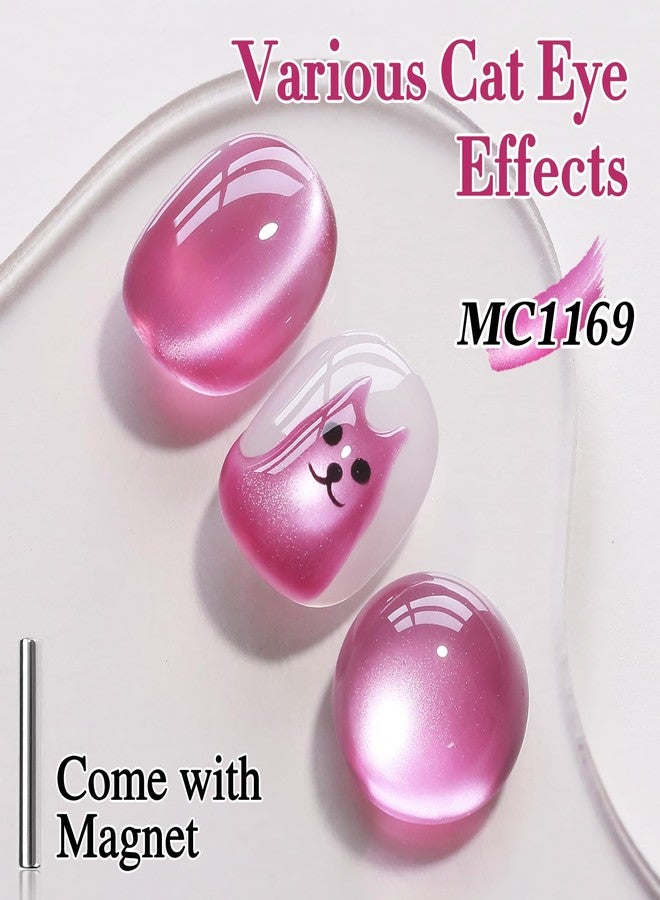 Double Rhythm 0.5 Oz Cat Eye Gel Polish with Magnet Same Color Same Bottle Holographic Glitter Shimmer Translucent Color Salon 15 ML Magnetic Nail Art (Purple Pink-MC1169) - Image 3