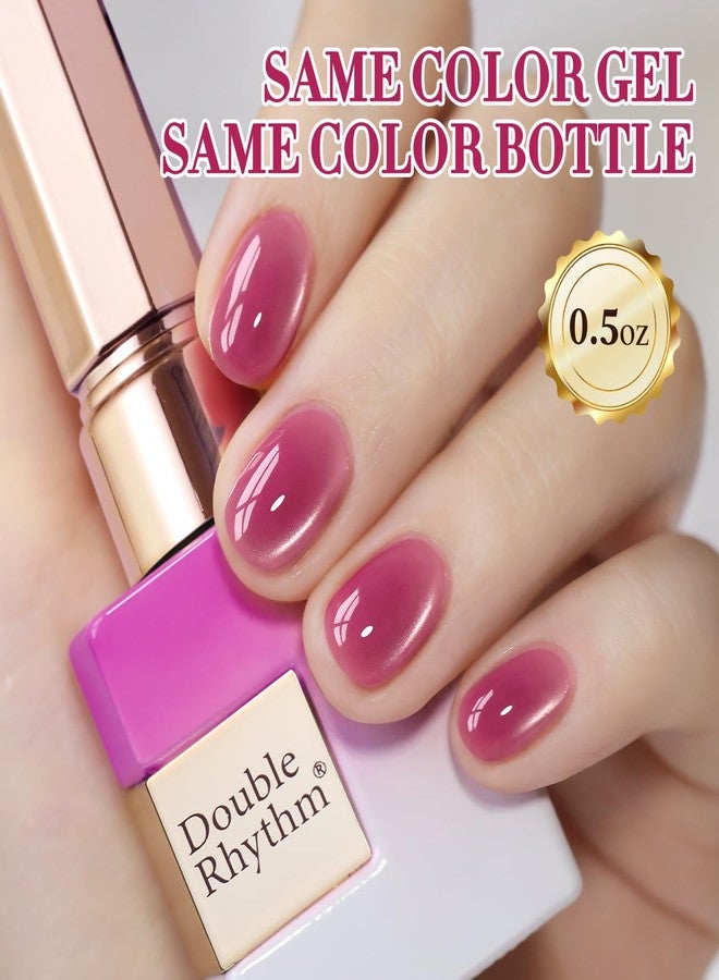 Double Rhythm 0.5 Oz Cat Eye Gel Polish with Magnet Same Color Same Bottle Holographic Glitter Shimmer Translucent Color Salon 15 ML Magnetic Nail Art (Purple Pink-MC1169) - Image 4