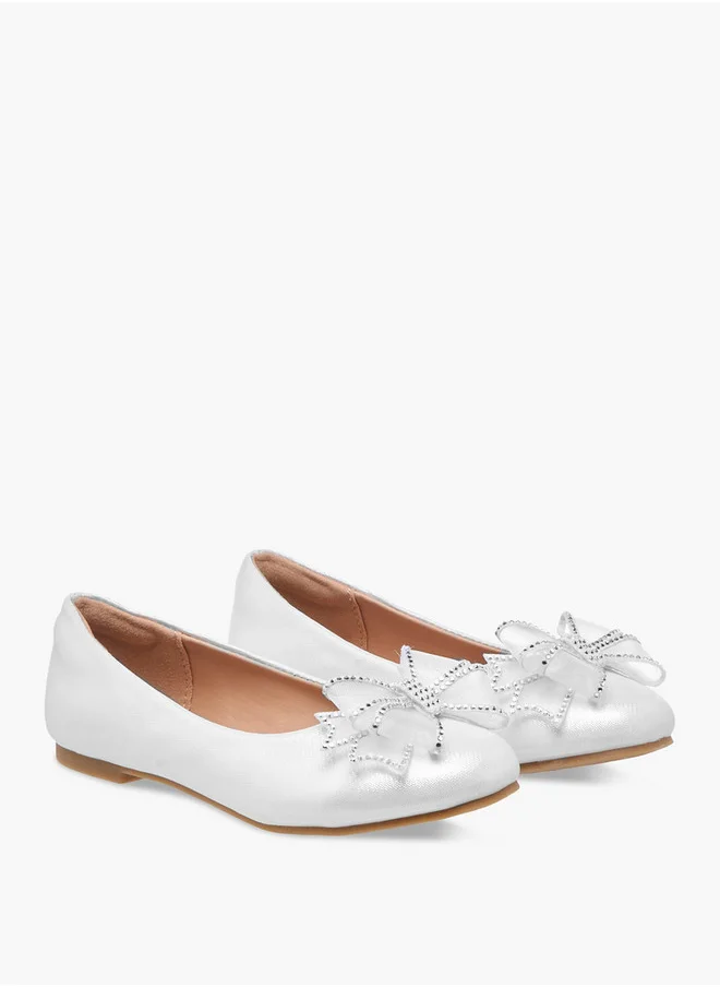 Celeste Girls' Bow Embellished Slip-On Ballerina Shoes