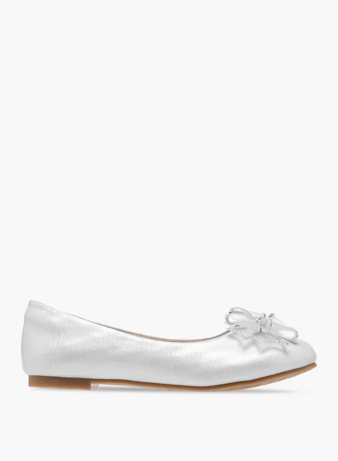 Celeste Girls' Bow Embellished Slip-On Ballerina Shoes