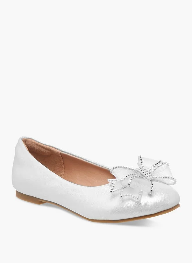 Celeste Girls' Bow Embellished Slip-On Ballerina Shoes