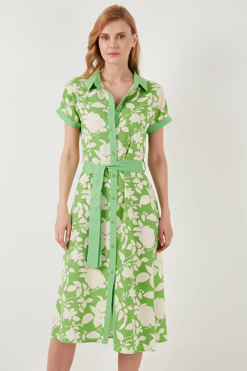ليلا Floral Shirred Dress