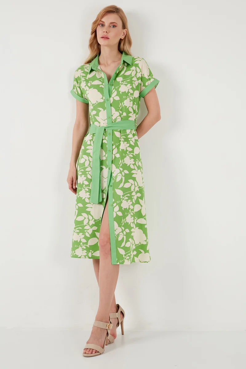 ليلا Floral Shirred Dress