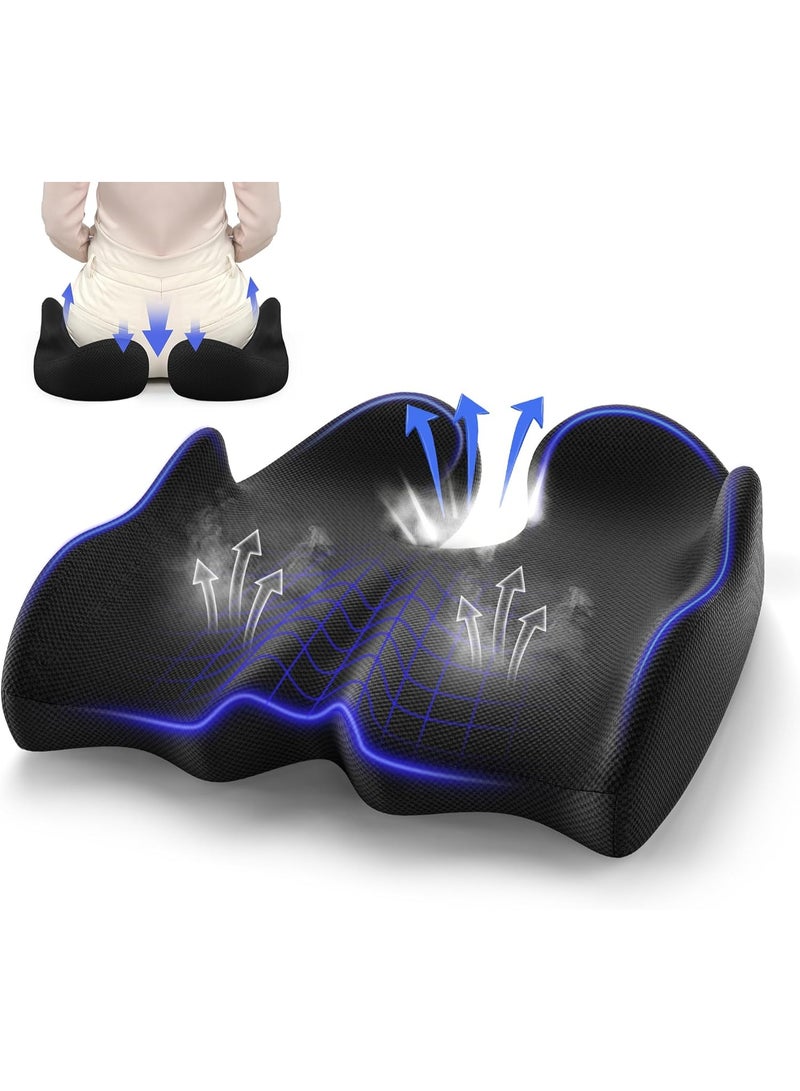 Extra Large Memory Foam Seat Cushion – Ergonomic Office Chair Cushion for Pressure Relief, Sciatica and Coccyx Support, Suitable for Car, Wheelchair, Gaming Chair