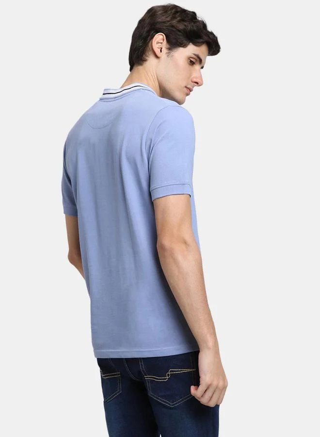 Dennis Lingo Taping Collar Zip Detail Short Sleeves Polo