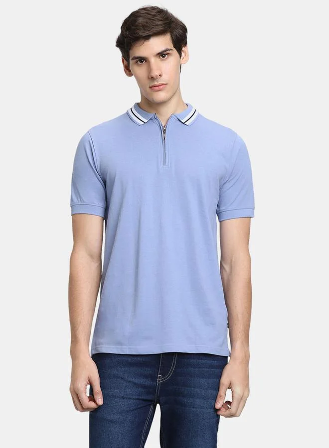 Dennis Lingo Taping Collar Zip Detail Short Sleeves Polo