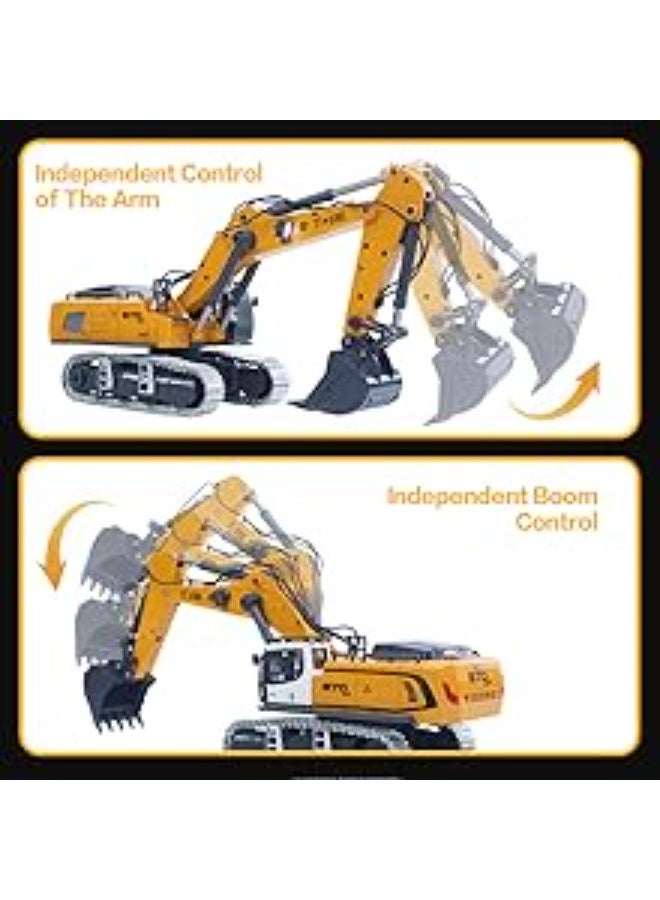 Mytoys 1/50 RC Excavator K970 Professional Metal Digger, High-Simulation Electric Lifting Engineering Vehicle with Metal Tracks, LED Spotlights & Real Engine Sound, Hobby-Grade RTR Construction Model - Image 3