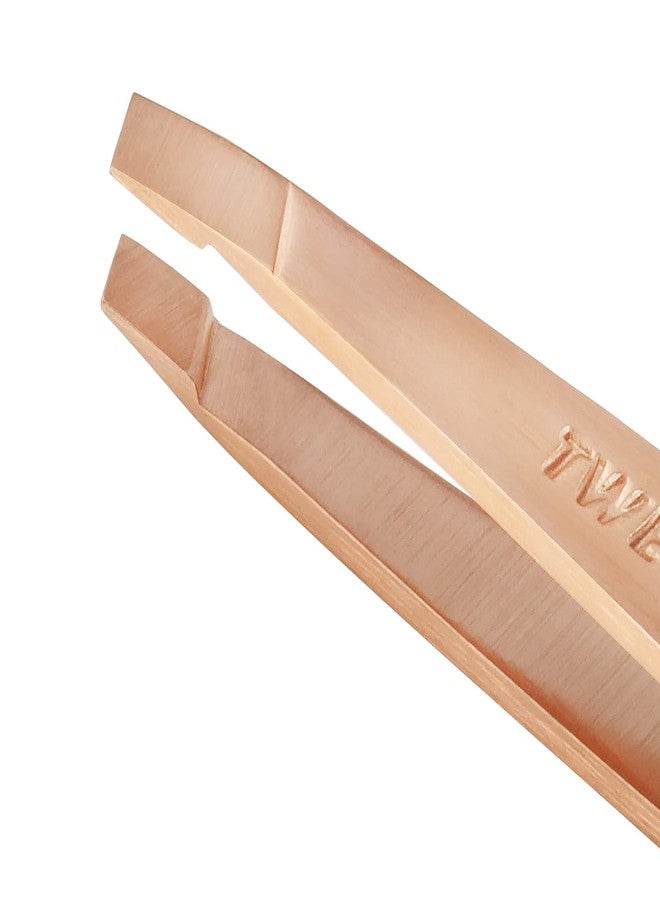 Tweezerman Rose Gold Mini Slant Tweezer - Tweezers for Eyebrows, Travel Tweezers for Eyebrows, Facial Hair, Ingrown Hair - Image 2