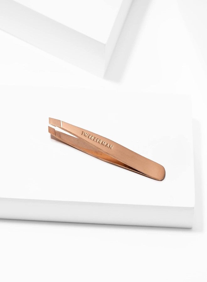 Tweezerman Rose Gold Mini Slant Tweezer - Tweezers for Eyebrows, Travel Tweezers for Eyebrows, Facial Hair, Ingrown Hair - Image 4