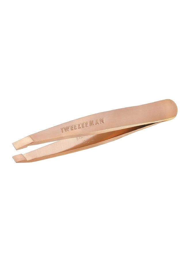 Tweezerman Rose Gold Mini Slant Tweezer - Tweezers for Eyebrows, Travel Tweezers for Eyebrows, Facial Hair, Ingrown Hair - Image 1