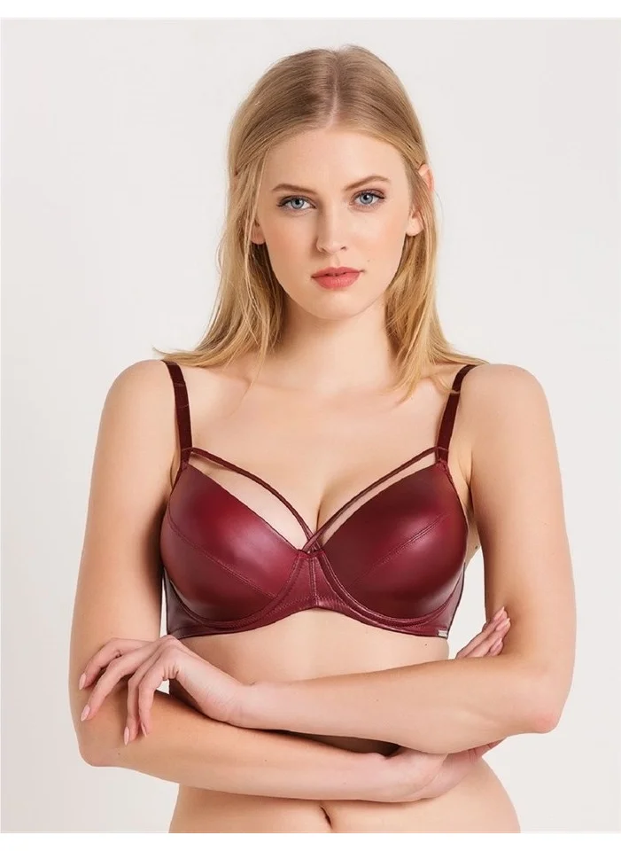Magic Form 4759 Leather Look Fabric Thin Sponge Bra - Claret Red