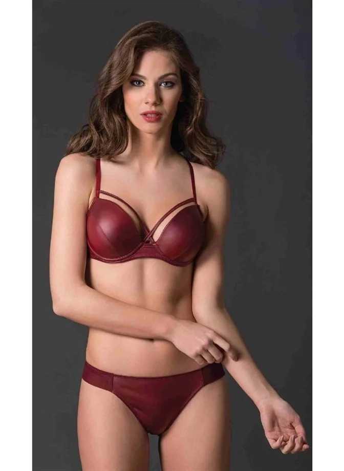Magic Form 4759 Leather Look Fabric Thin Sponge Bra - Claret Red