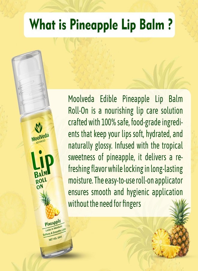 Moolveda Pineapple Lip Balm Roll on | 100% edible ingredients & no chemicals, 10ml - Image 2