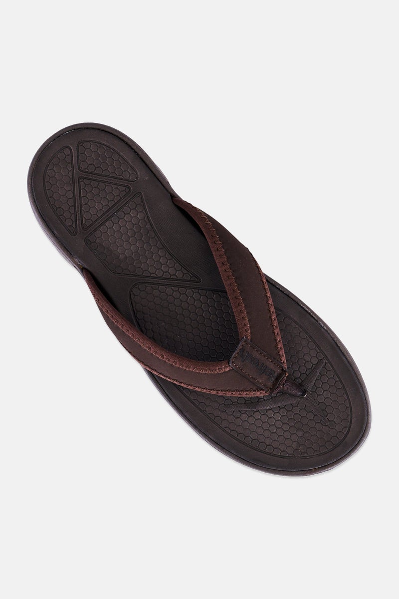 REFRESH Men Brand Logo Slip On Slippers, Dark Brown - Image 3