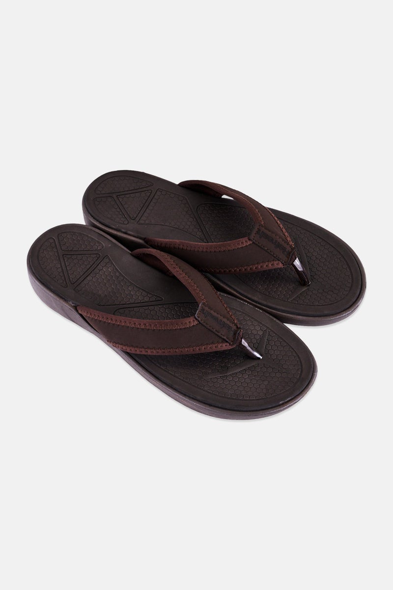 REFRESH Men Brand Logo Slip On Slippers, Dark Brown - Image 4