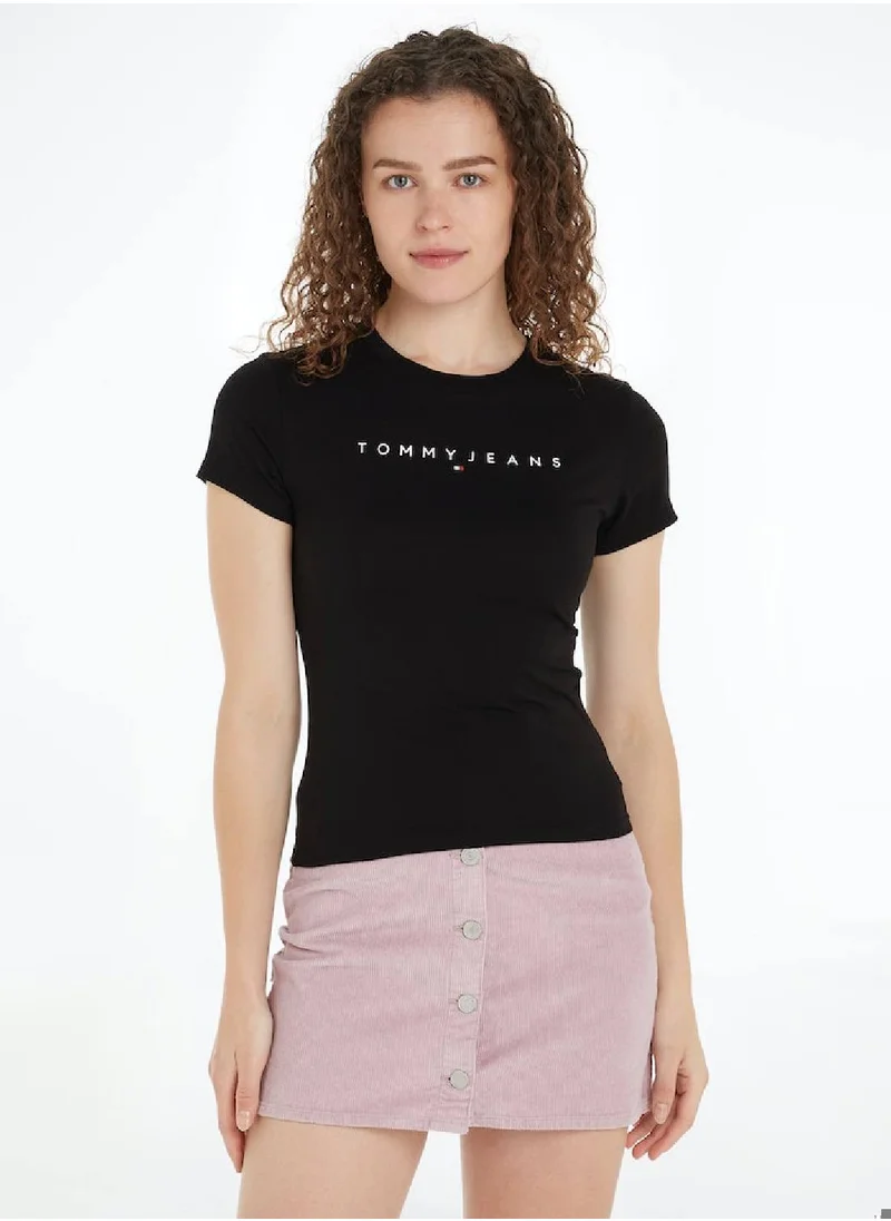 TOMMY JEANS Women's Logo Slim Fit T-Shirt -  Pure cotton, Black