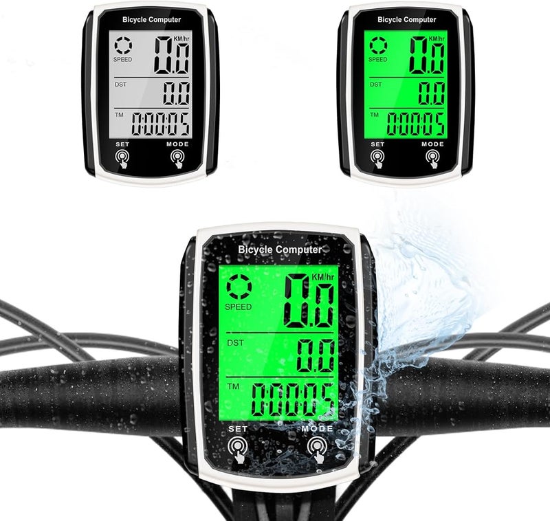 Hilceriy Bike Computer and Bicycle Odometer Wired KM/H Bike Speedometer with Automatic Wake-Up Cycling Speed Tracker LCD Display & Multi-Functions & Single Mileage & Calories Statistics Accessories - Image 1