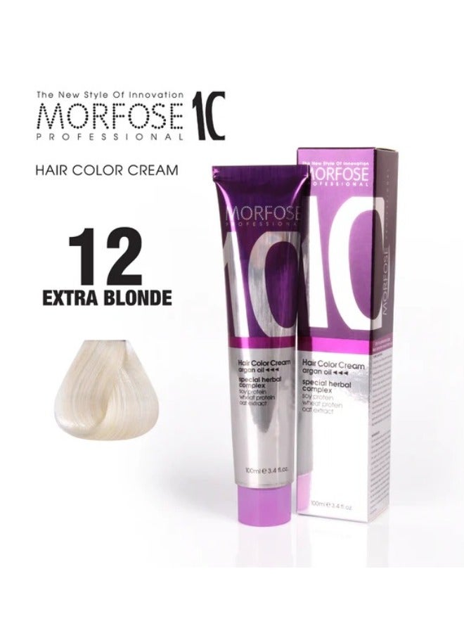 Morfose 10 Hair Color Cream Argan Oil 12 Platinum Blonde 100ml - Image 1