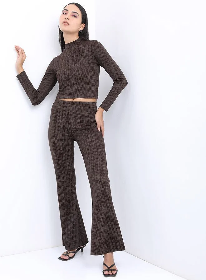 طوكيو توكيز High Rise Jacquard Bootcut Trousers by Styli