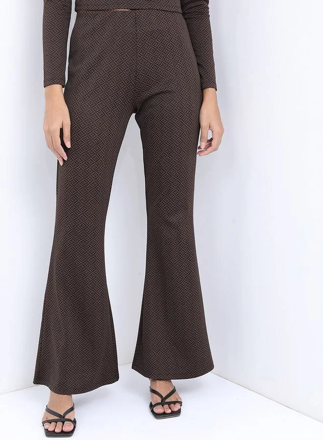 طوكيو توكيز High Rise Jacquard Bootcut Trousers by Styli