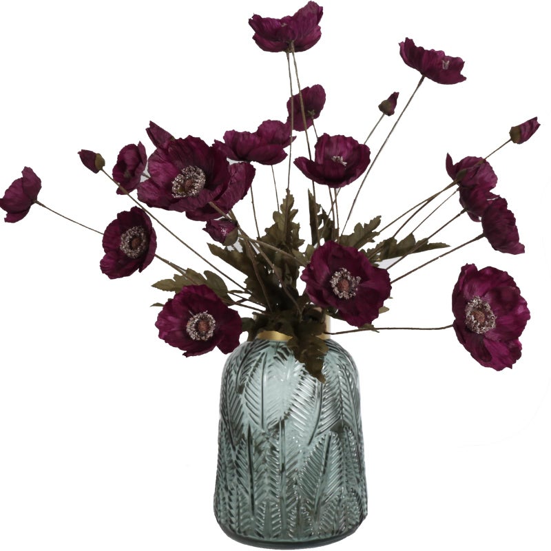 IPOPU Burgundy Silk Flowers 6PCS Fake Poppies Artificial Flowers for Veterans Day Floral Centerpieces, Tables, Wedding Decorations, Reception - Image 1