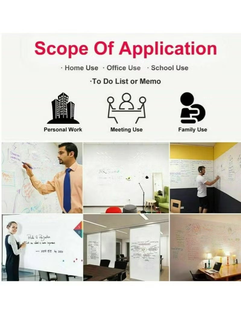 XUN Self-Adhesive Whiteboard Wall Decal Sticker, 17.7x78.7in, White - Image 4