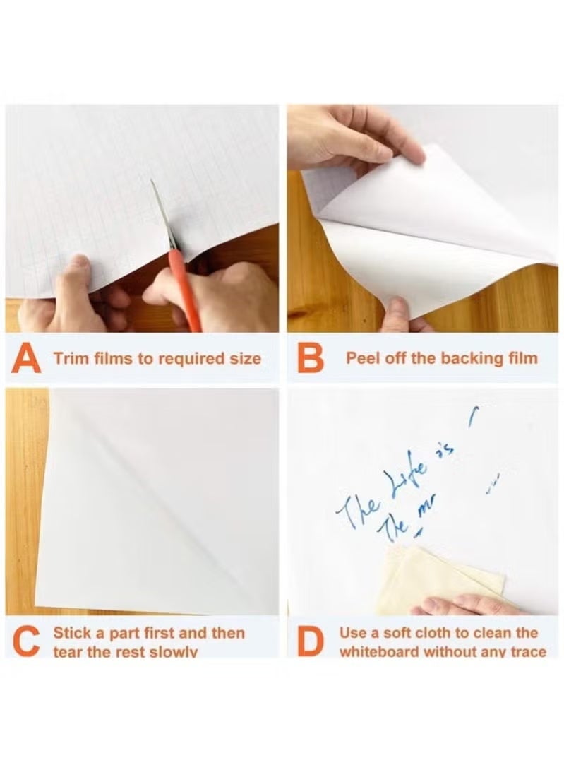 XUN Self-Adhesive Whiteboard Wall Decal Sticker, 17.7x78.7in, White - Image 5