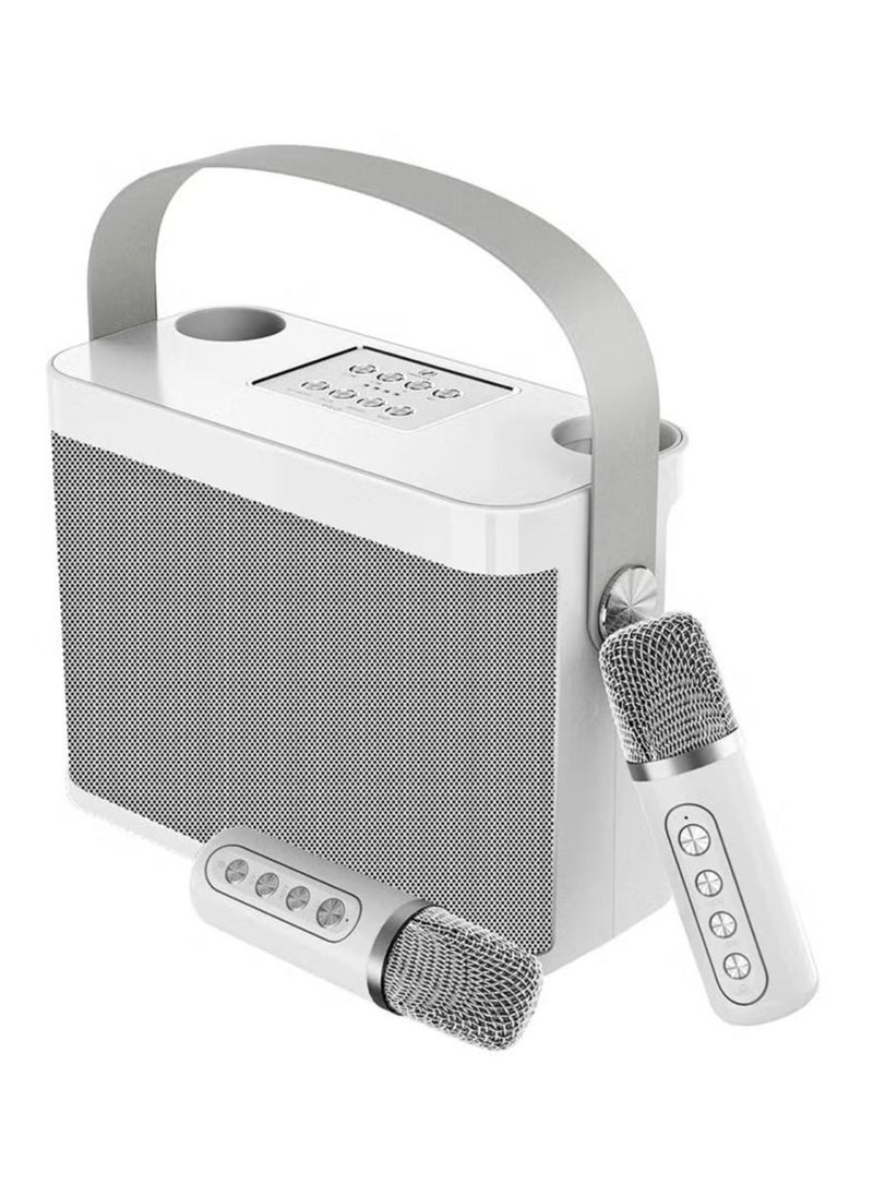 SU.YOSD YS-219 Karaoke Machine with 2 Wireless Microphones, Portable Bluetooth Speaker with LED Lights, Built-in FM Radio, Rechargeable Battery, Perfect for Parties, Home Entertainment, Singing & Music Lovers - Image 1