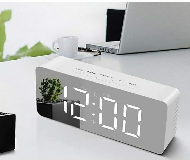 Snuloza Digital Smart Mirror Alarm Clock with Sensor Date Temperature Display Perfect for Office Home Bedroom Travel Sleek Desk Clock for Students Professionals - Image 1