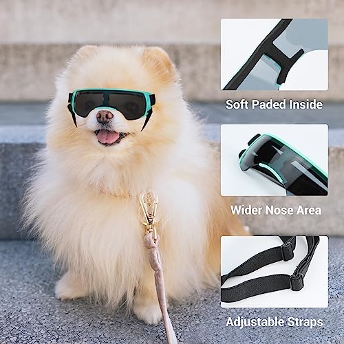 PETLESO Dog Goggles Sunglasses Small to Medium Breed, Anti-Fog UV400 Lens Puppy Sunglasses, Adjustable Lightweight Doggie Goggles for UV, Wind, Snow, Dust Protection, Blue - Image 3