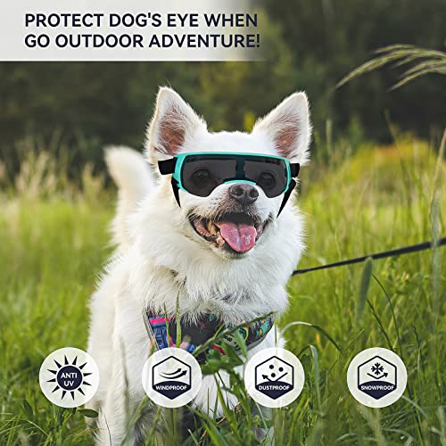 PETLESO Dog Goggles Sunglasses Small to Medium Breed, Anti-Fog UV400 Lens Puppy Sunglasses, Adjustable Lightweight Doggie Goggles for UV, Wind, Snow, Dust Protection, Blue - Image 4