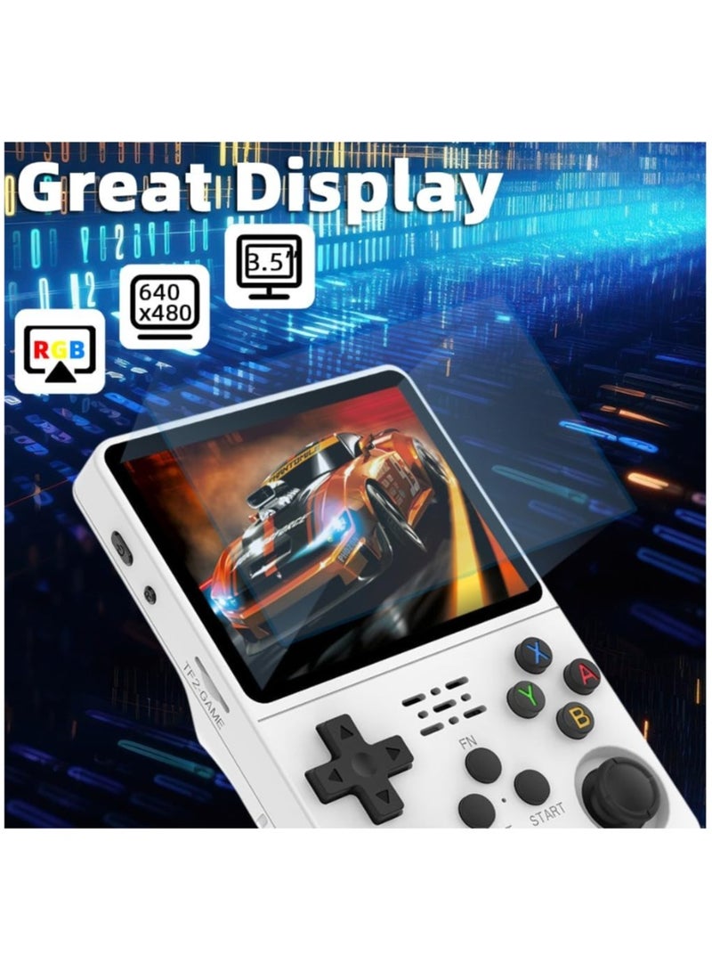 Ainawo Handheld Retro R36S Game Console Linux System With 64G TF Card, 20000+ Games, Retro Video Game Console 3.5 Inch IPS Screen White - Image 3
