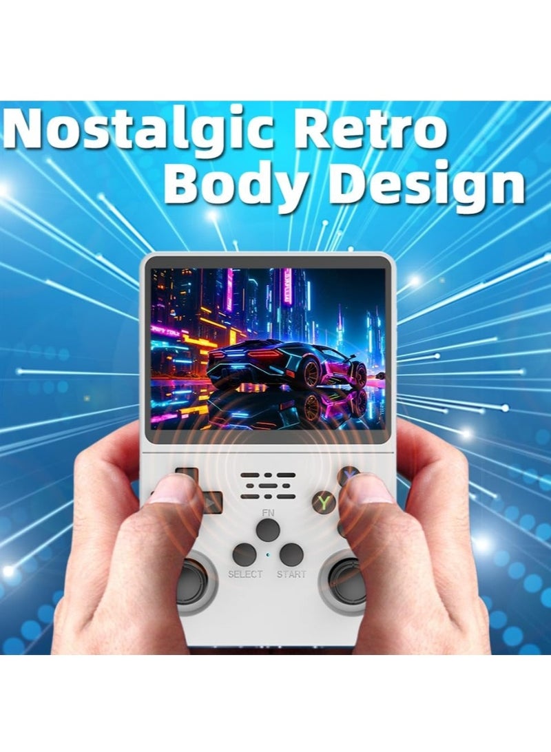 Ainawo Handheld Retro R36S Game Console Linux System With 64G TF Card, 20000+ Games, Retro Video Game Console 3.5 Inch IPS Screen White - Image 4