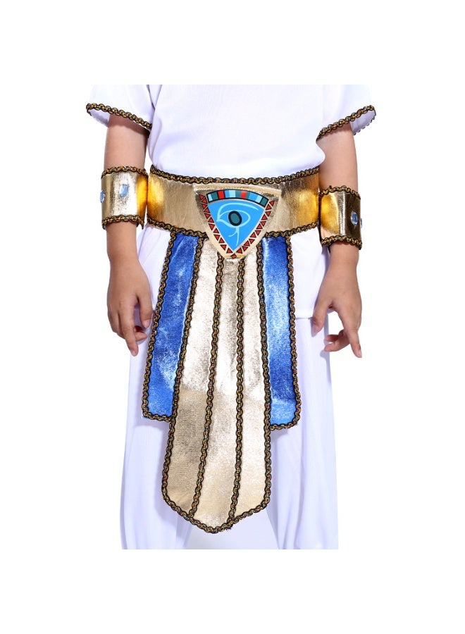JAYATO Boy Ancient Egypt Egyptian Pharaoh Cleopatra Prince Cosplay Costume For Kids Carnival party With Accessories, Pharaoh Costume Halloween Cosplay Dress Up for Boys - Image 5